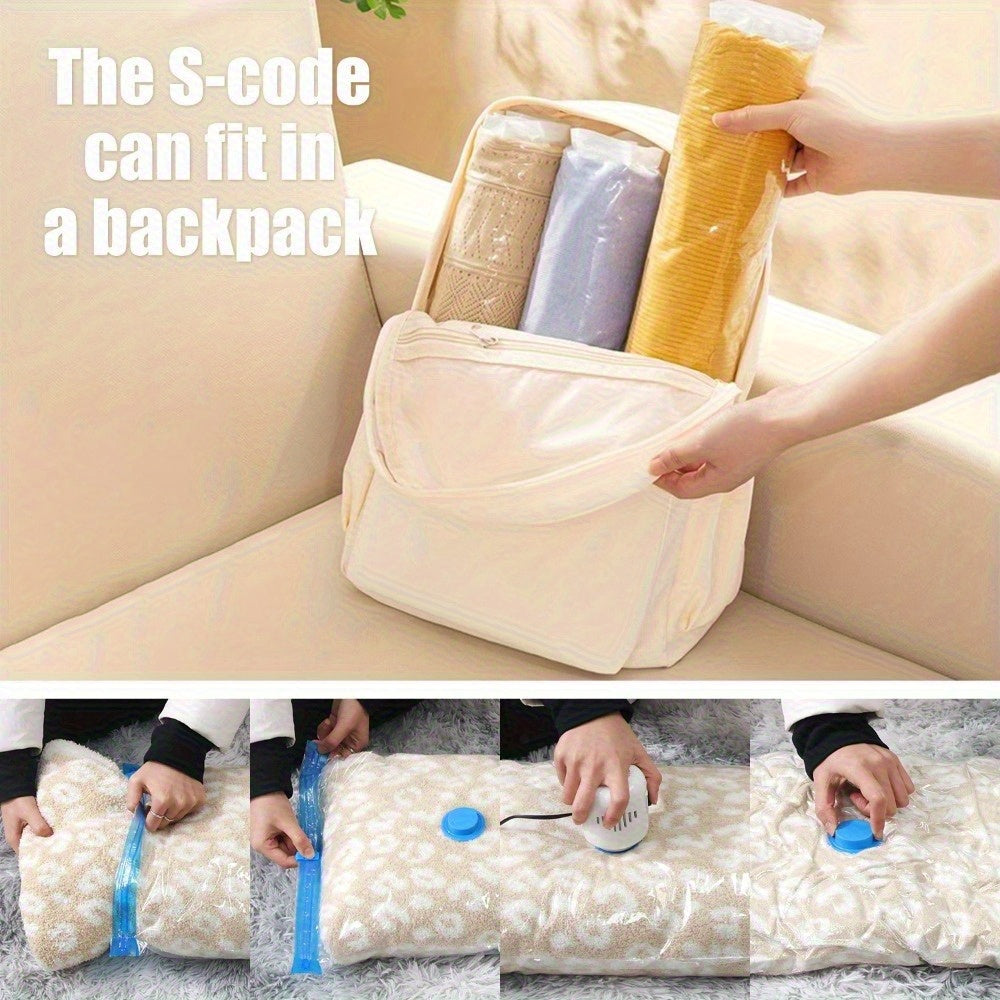 Vacuum Storage Bags 16pcs Vacuum Compression Bags with Electric Pump, (7 Small, 6 Medium, 3 Large)Vacuum Seal Storage Bags Space Saver Travel Size for Storage for Luggage, Vacuum Storage Bags for Clothes, Bedding, Pillows, Quilts, Blankets