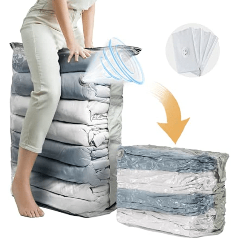 Set of 4 Oversized Vacuum Storage Bags, Measuring 31X40X15 Inches, That Can Help You Save Up to 80% of Closet Space, Perfect for Storing Comforters, Blankets, Clothing, Quilts, And Duvets.