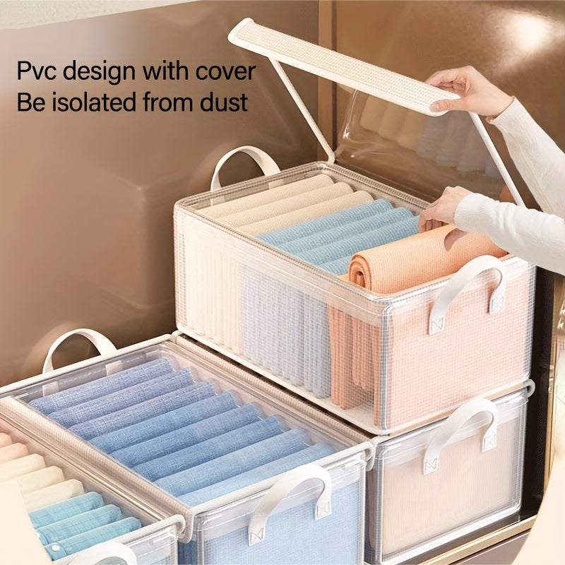 5pcs XL Size PVC Storage Boxes with Lids, Foldable Dustproof Clothes and Pants Organizers, Ideal for Home and Dorm, Wardrobe Storage Bins, Cube Organizers, Blanket Baskets, Under-Bed Storage Boxes, Under-Bed Storage