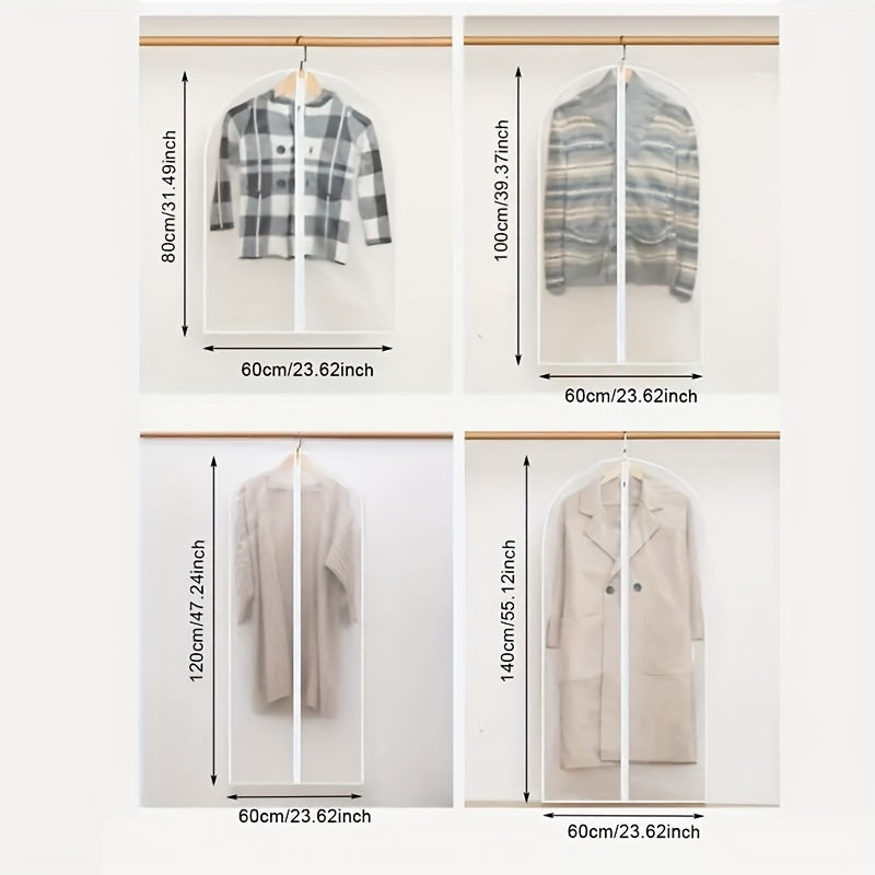 10 transparent clothing bags, set with suit dust bags, hanging clothing storage bags, suitable for shirts, suits, dresses, jackets, portable dust-proof clothing bags, bedrooms, wardrobes, wardrobes, homes, dormitories, and household storage bags