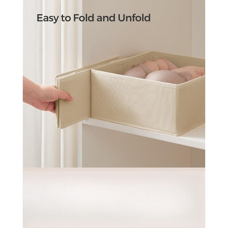 Storage Solutions for Drawers, Including Dividers And Organizers, Available in Sets of 12, 18, Or 24. These Foldable Fabric Boxes Are Perfect for Organizing Socks, Underwear, Bras, Ties, And Scarves, in a Dove Gray Color.