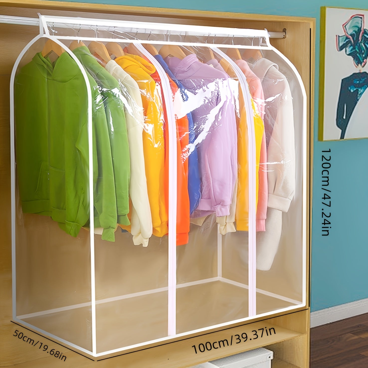 Fully Transparent Three-dimensional Clothes Dust Cover, Hanging Clothes Bag, Suitable for Coat, Dress And Other Storage, Thickened Washable Waterproof Cover