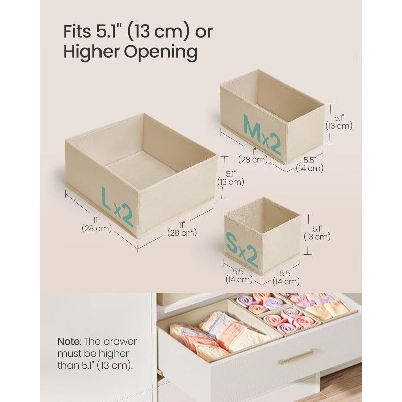 Storage Solutions for Drawers, Including Dividers And Organizers, Available in Sets of 12, 18, Or 24. These Foldable Fabric Boxes Are Perfect for Organizing Socks, Underwear, Bras, Ties, And Scarves, in a Dove Gray Color.