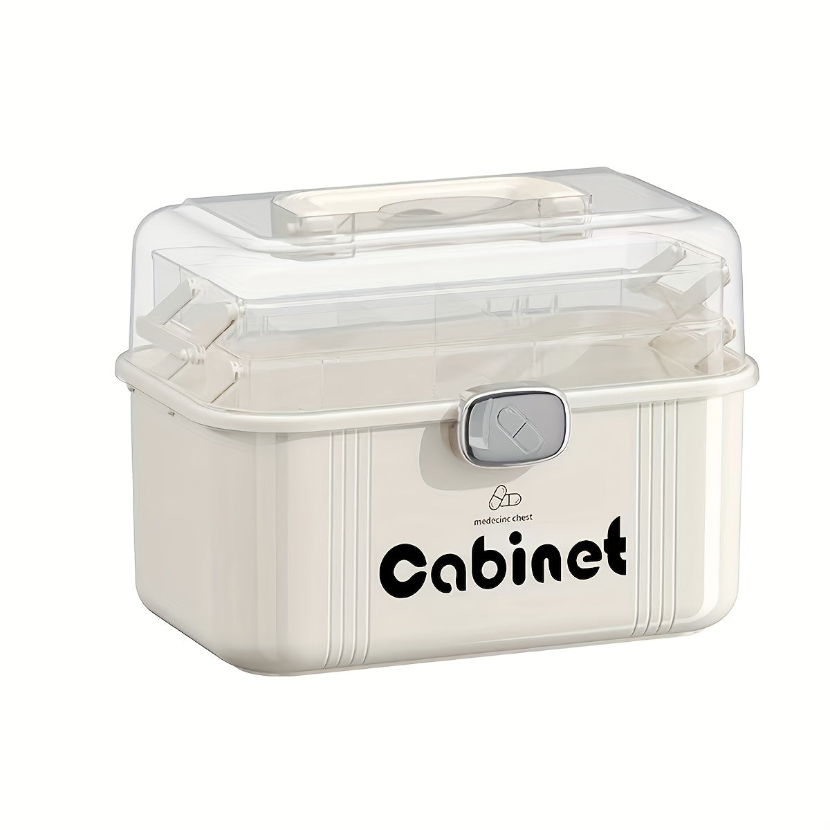 1pc Large-Capacity Multi-Tier Plastic Storage Box with Layers - Heavy-Duty Transparent Organizer Suitable for Medicines, Office Supplies, Sewing Kits, Bathroom Essentials - Portable & Easy-Clean for Home & Travel