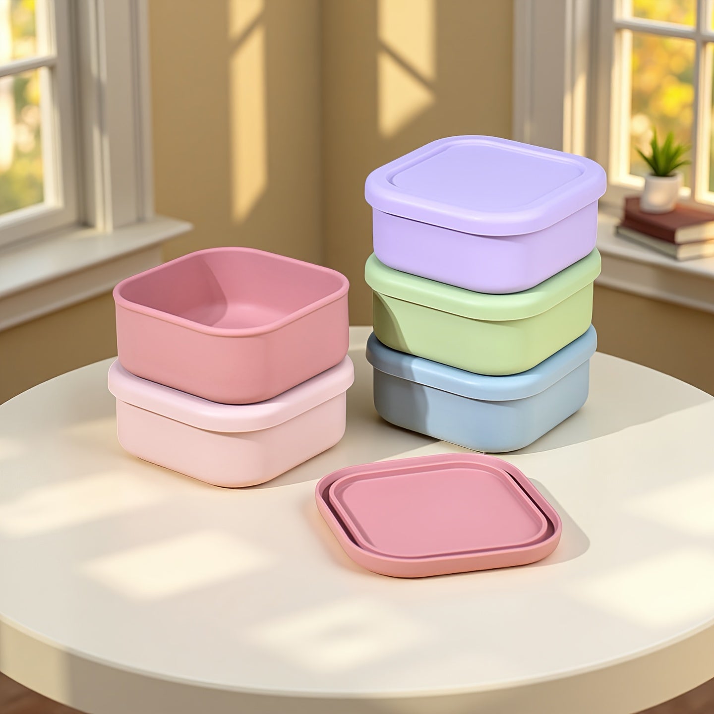 500ml\u002F17oz Large Capacity Square Silicone Food Storage Box with Leak-Proof Lid- Microwave and Freezer Safe, High and Low Temperature Resistant Lunch Box, Suitable for Some Microwaves\u002FOvens, Flexible and Durable,