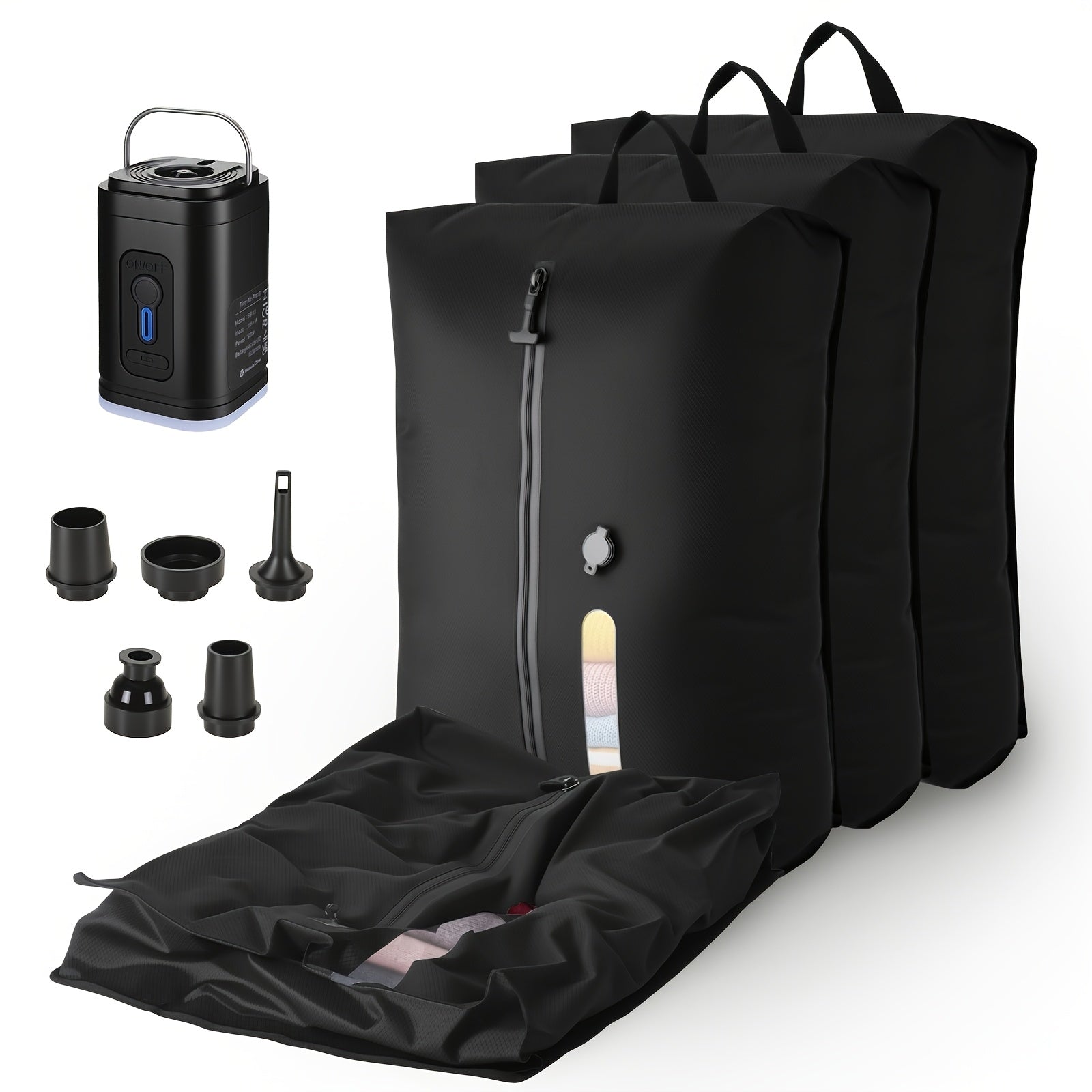 Travel & Home Compression Storage Bags | Clear Organizer with Black Privacy Shield, Integrated Valve for Quick Vacuum, Wrinkle & Moisture Proof Packing, Polyester Oxford Fabric, Zipper Closure