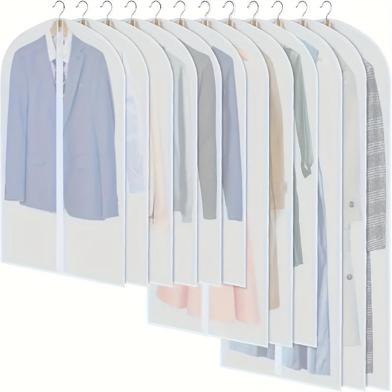 10 transparent clothing bags, set with suit dust bags, hanging clothing storage bags, suitable for shirts, suits, dresses, jackets, portable dust-proof clothing bags, bedrooms, wardrobes, wardrobes, homes, dormitories, and household storage bags
