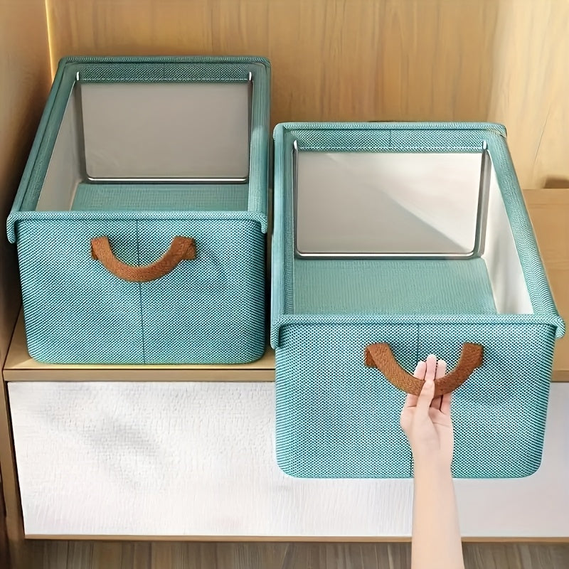 4\u002F2pcs Large Cationic Fabric Storage Box, Foldable Flat Design with Visible Lid and Handles, Space-Saving Closet Organizer for Clothes, Blankets, Bedding & Toys, Dormitory or Under-Bed Storage, Under-Bed Storage