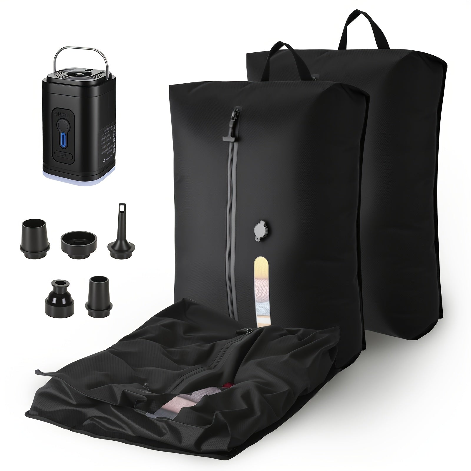 Travel & Home Compression Storage Bags | Clear Organizer with Black Privacy Shield, Integrated Valve for Quick Vacuum, Wrinkle & Moisture Proof Packing, Polyester Oxford Fabric, Zipper Closure