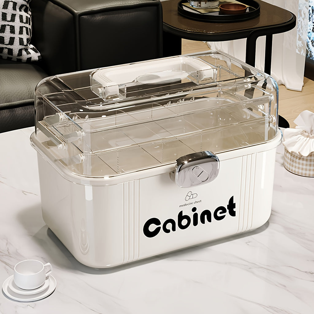 1pc Large-Capacity Multi-Tier Plastic Storage Box with Layers - Heavy-Duty Transparent Organizer Suitable for Medicines, Office Supplies, Sewing Kits, Bathroom Essentials - Portable & Easy-Clean for Home & Travel