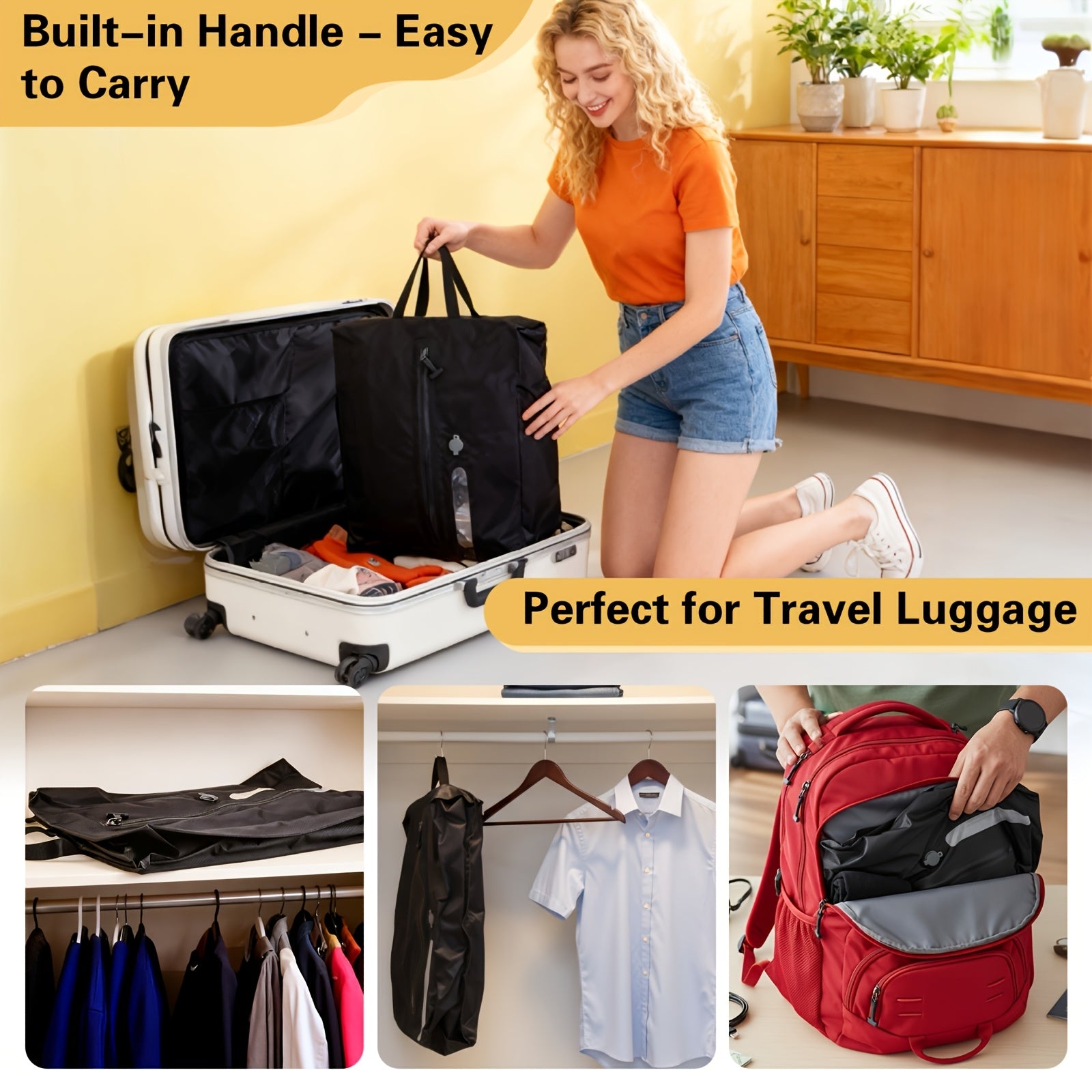 Travel & Home Compression Storage Bags | Clear Organizer with Black Privacy Shield, Integrated Valve for Quick Vacuum, Wrinkle & Moisture Proof Packing, Polyester Oxford Fabric, Zipper Closure