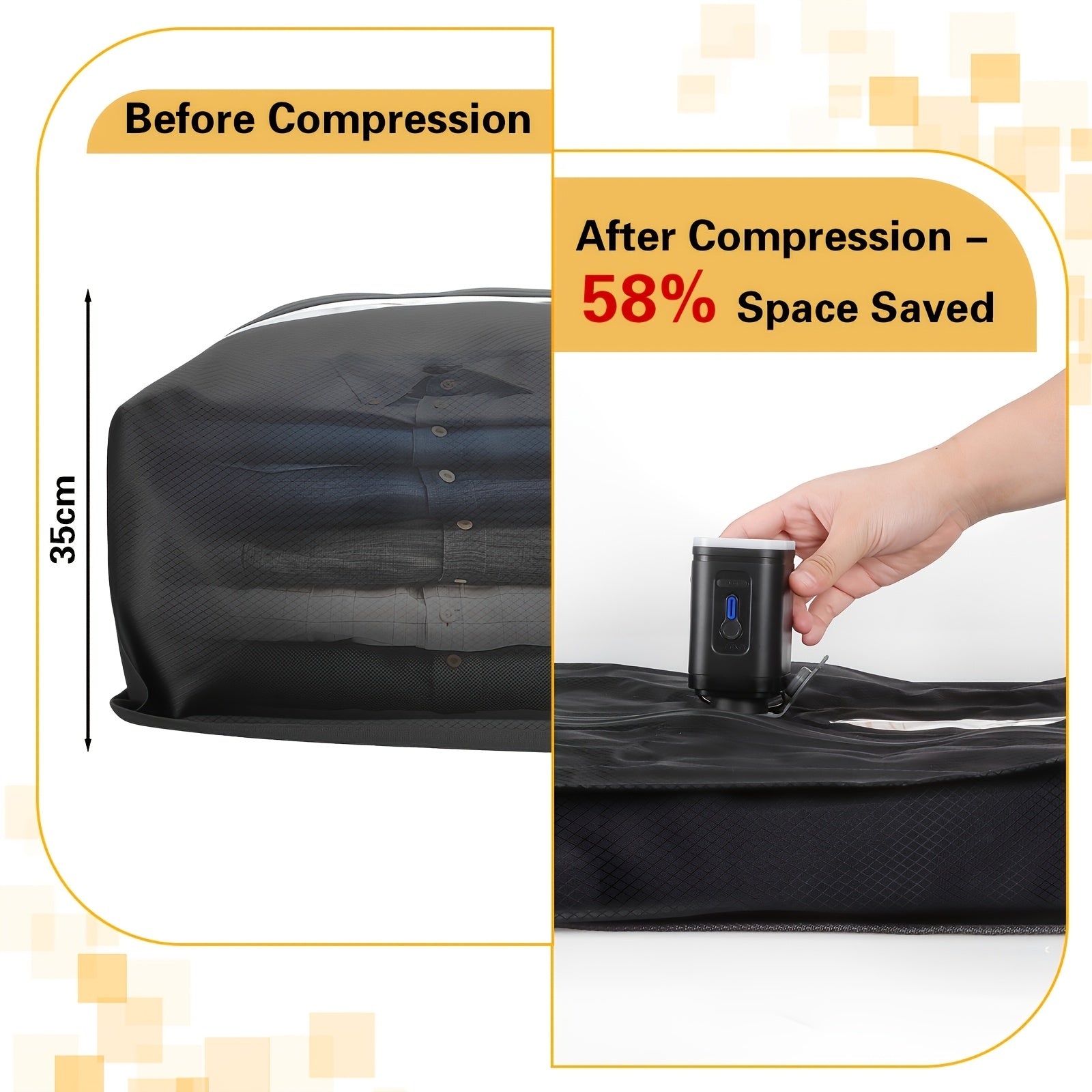 Travel & Home Compression Storage Bags | Clear Organizer with Black Privacy Shield, Integrated Valve for Quick Vacuum, Wrinkle & Moisture Proof Packing, Polyester Oxford Fabric, Zipper Closure