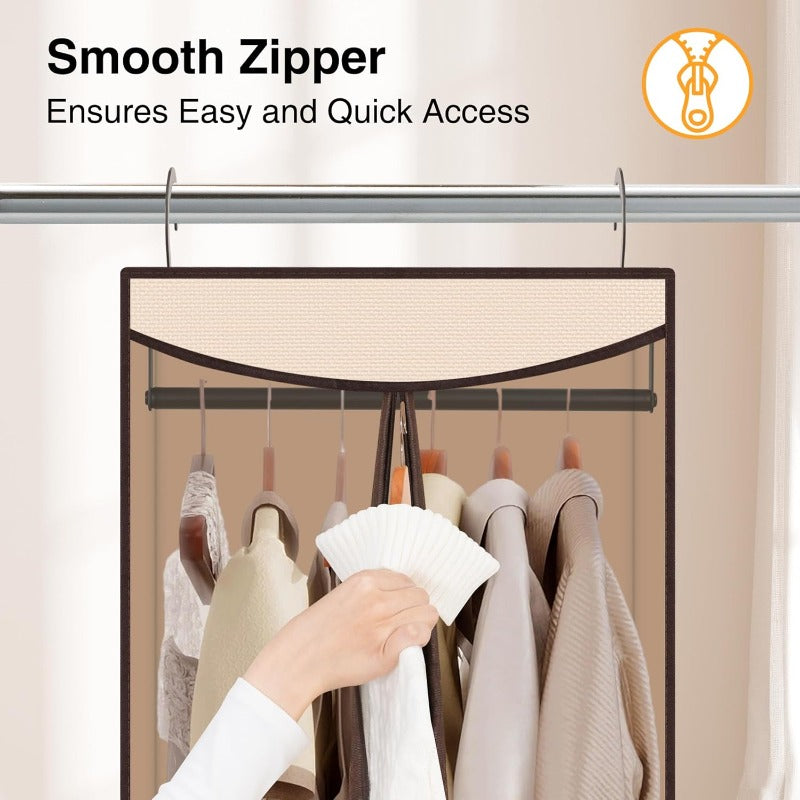 STO 2 Pack Large Hanging Garment Bag with Built-In Steel Rod & Heavy-Duty Hooks - Full-Length Zipper Wardrobe Closet Storage Cover, Clear ID Window & Oxford Fabric Dress Suit Case for Clothes (53.5” Hanging Height, Oxford Fabric)