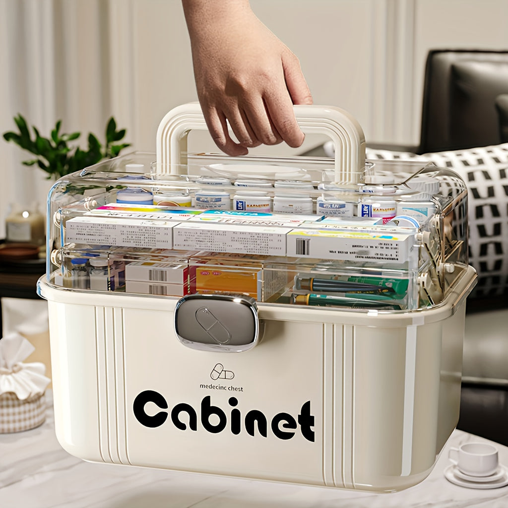 1pc Large-Capacity Multi-Tier Plastic Storage Box with Layers - Heavy-Duty Transparent Organizer Suitable for Medicines, Office Supplies, Sewing Kits, Bathroom Essentials - Portable & Easy-Clean for Home & Travel