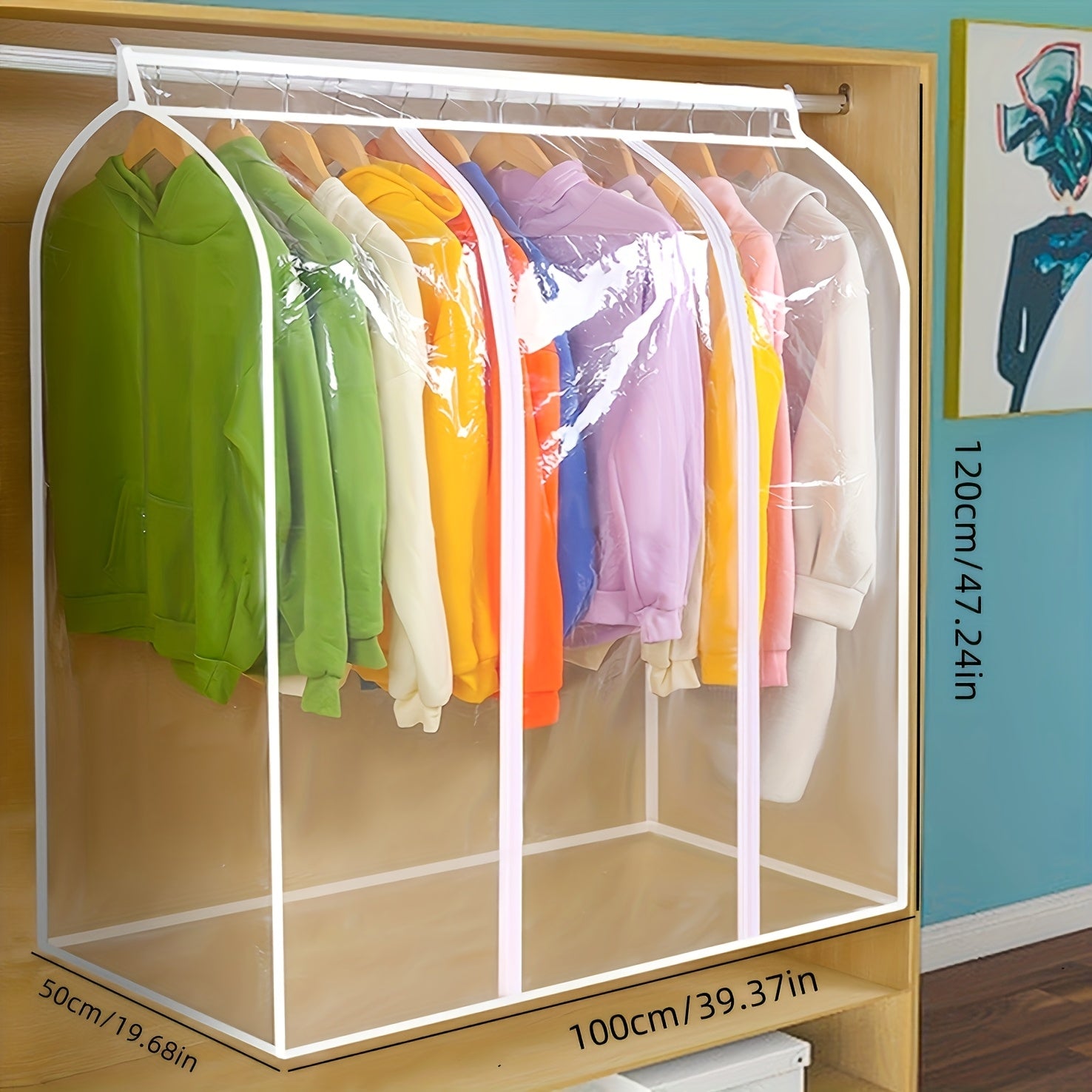 Fully Transparent Three-dimensional Clothes Dust Cover, Hanging Clothes Bag, Suitable for Coat, Dress And Other Storage, Thickened Washable Waterproof Cover