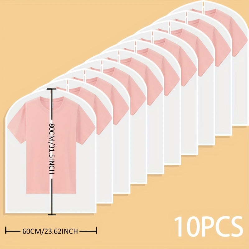 10pcs Set Of Clothes Dust Protection Cover for Wardrobe Storage Hanging Clothes Bag, Portable Clothes Storage Bag, Travel Home Use