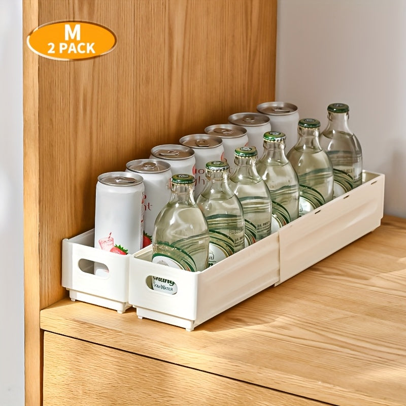 2\u002F3pcs Expandable White Foldable Stackable Plastic Bin - Adjustable Shelf Baskets & Storage Containers With Handles, White Storage Boxes, Desk & Drawer Organizer for Home Storage