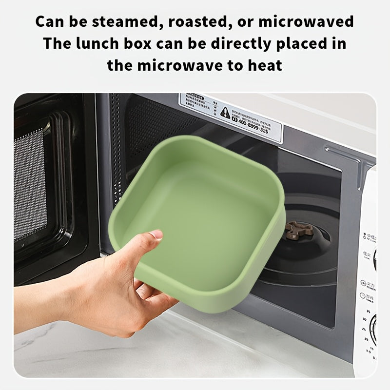 500ml\u002F17oz Large Capacity Square Silicone Food Storage Box with Leak-Proof Lid- Microwave and Freezer Safe, High and Low Temperature Resistant Lunch Box, Suitable for Some Microwaves\u002FOvens, Flexible and Durable,