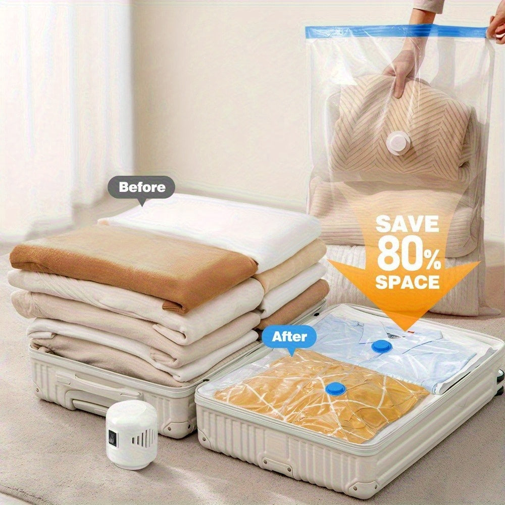 Vacuum Storage Bags 16pcs Vacuum Compression Bags with Electric Pump, (7 Small, 6 Medium, 3 Large)Vacuum Seal Storage Bags Space Saver Travel Size for Storage for Luggage, Vacuum Storage Bags for Clothes, Bedding, Pillows, Quilts, Blankets