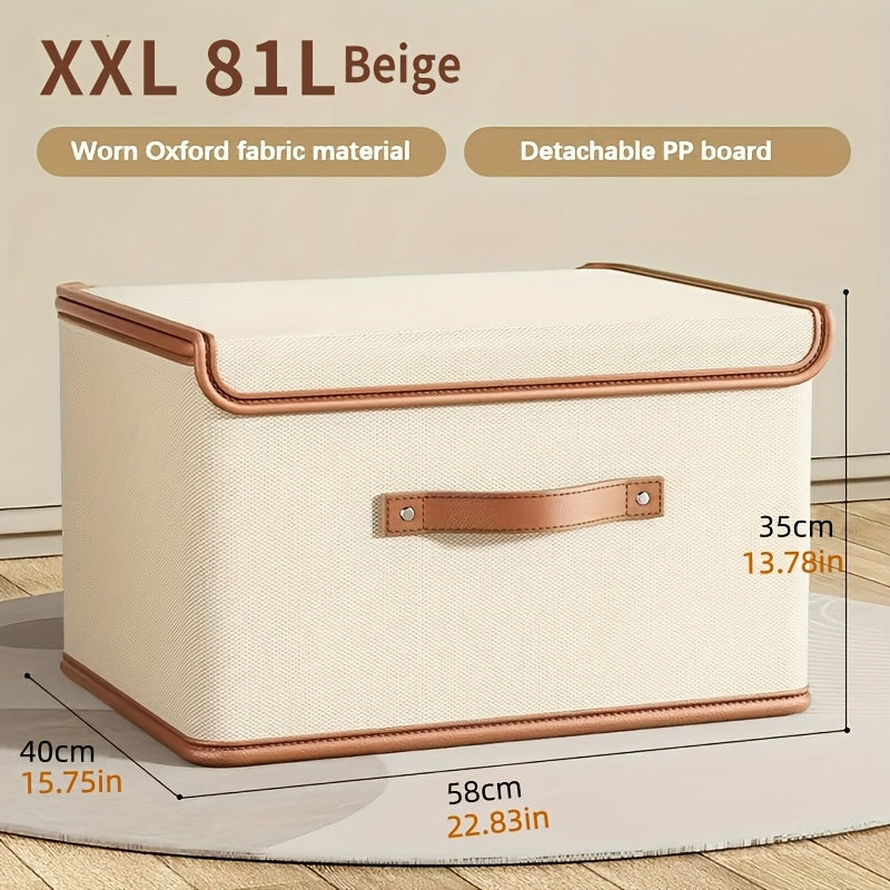 2-Pack Large Foldable Storage Bins With Lids, Multifunctional Clothes Organizer For Travel, Home, Dorm, Bedroom, Closet, Under-Bed Storage