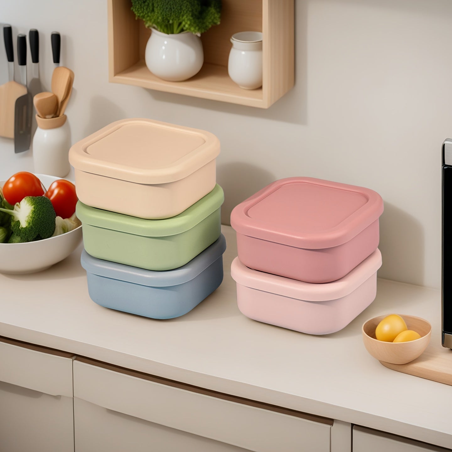 500ml\u002F17oz Large Capacity Square Silicone Food Storage Box with Leak-Proof Lid- Microwave and Freezer Safe, High and Low Temperature Resistant Lunch Box, Suitable for Some Microwaves\u002FOvens, Flexible and Durable,