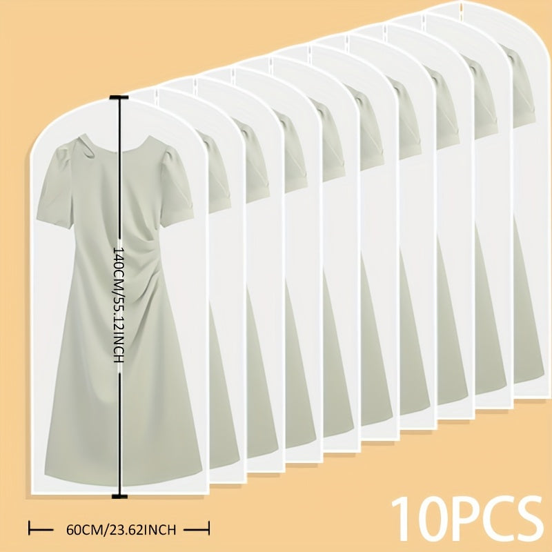 10pcs Set Of Clothes Dust Protection Cover for Wardrobe Storage Hanging Clothes Bag, Portable Clothes Storage Bag, Travel Home Use