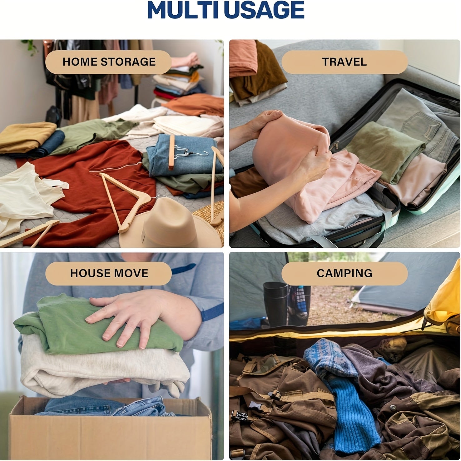 Vacuum Storage Bags, 8pack-Jumbo Space Saver Vacuum Storage Bags, Vacuum Seal Bags For Clothing, Clothes, Comforters And Blankets Transparent, Space Saver Bags