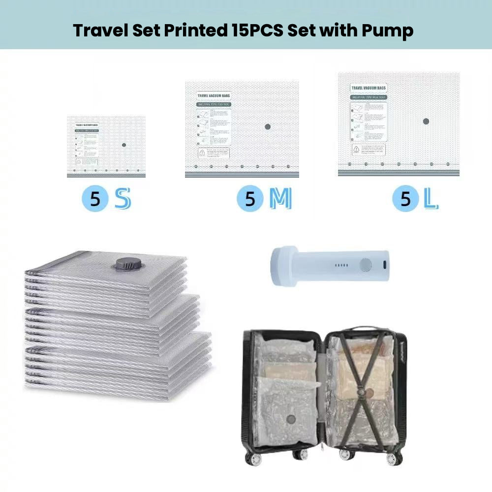 6\u002F15pcs, Vacuum Compression Bags Set with Portable Pump, Large + Medium + Small Sizes for Bedding And Clothes -Essential Travel Storage Solution, Vacuum Bag for Mattress, Compression Travel Bag, Vacuum Clothes Storage Bags, Mattress Bag for Moving