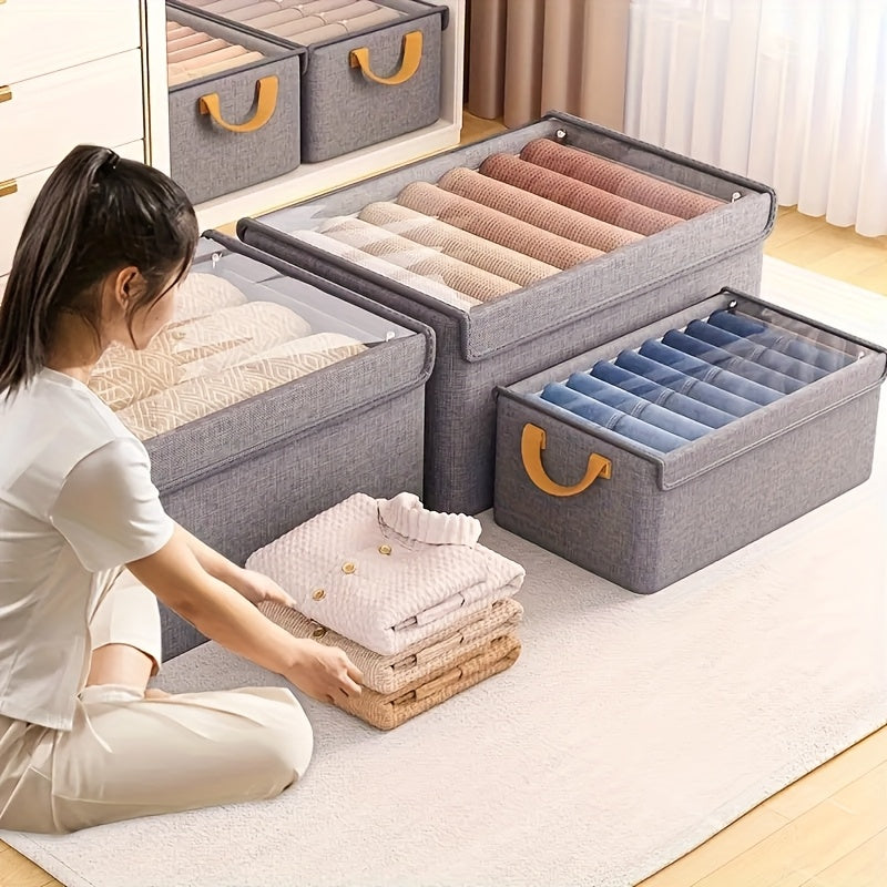 4\u002F2pcs Large Cationic Fabric Storage Box, Foldable Flat Design with Visible Lid and Handles, Space-Saving Closet Organizer for Clothes, Blankets, Bedding & Toys, Dormitory or Under-Bed Storage, Under-Bed Storage