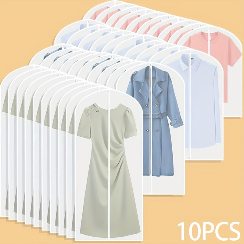 10pcs Set Of Clothes Dust Protection Cover for Wardrobe Storage Hanging Clothes Bag, Portable Clothes Storage Bag, Travel Home Use