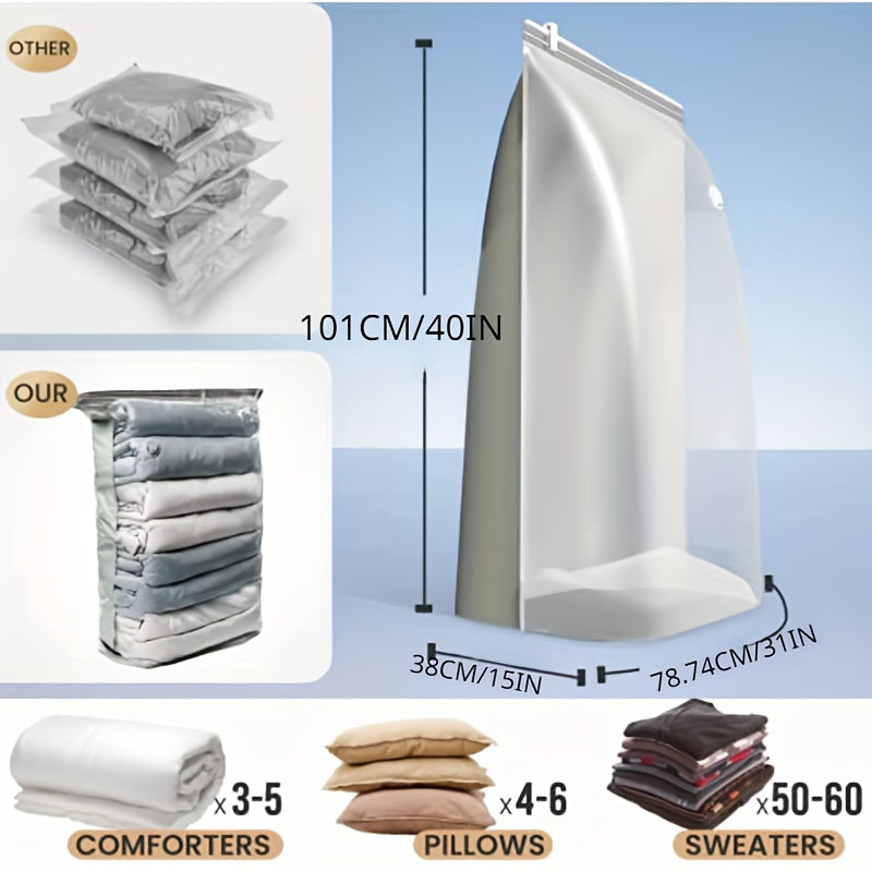 Set of 4 Oversized Vacuum Storage Bags, Measuring 31X40X15 Inches, That Can Help You Save Up to 80% of Closet Space, Perfect for Storing Comforters, Blankets, Clothing, Quilts, And Duvets.