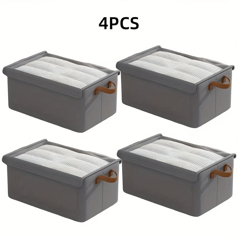 4\u002F2pcs Large Cationic Fabric Storage Box, Foldable Flat Design with Visible Lid and Handles, Space-Saving Closet Organizer for Clothes, Blankets, Bedding & Toys, Dormitory or Under-Bed Storage, Under-Bed Storage
