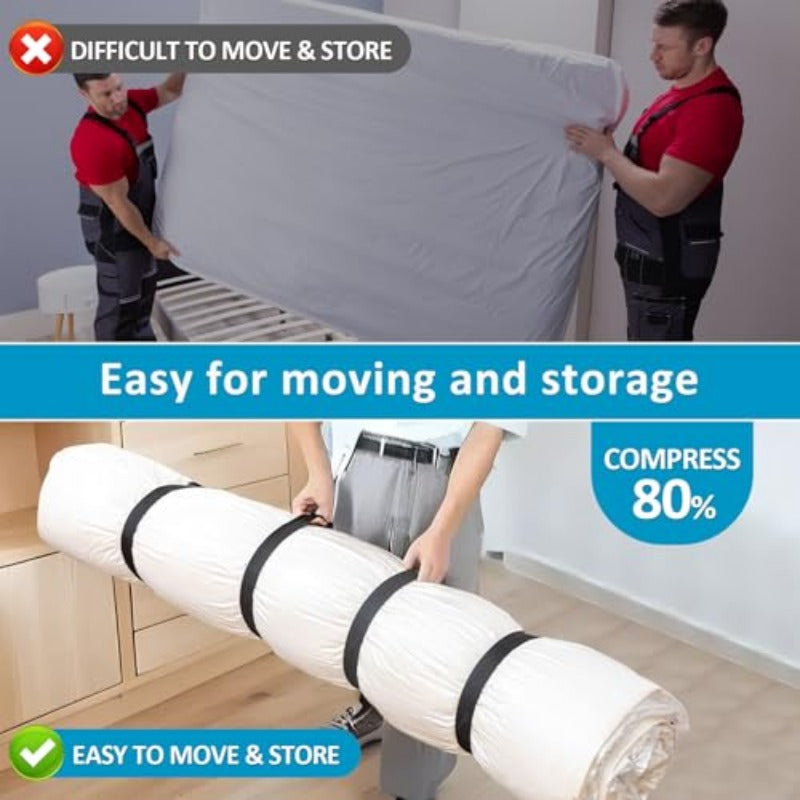 Mattr Oversized Queen & Full Size Vacuum Compression Bag - Heavy-Duty PA+PE Sealed Moving Bag with Dual-Zip Closure & 4-Strap System for Bedding, Mattresses, Quilts - Space Saver Storage for Transport, Organization (78.7x98.4in)