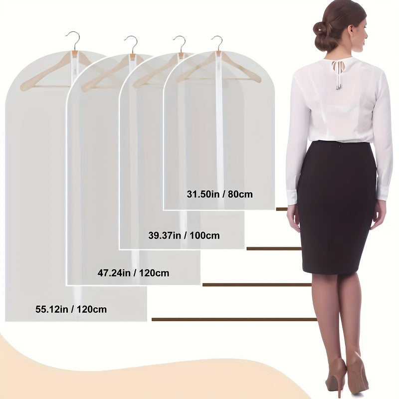 10 transparent clothing bags, set with suit dust bags, hanging clothing storage bags, suitable for shirts, suits, dresses, jackets, portable dust-proof clothing bags, bedrooms, wardrobes, wardrobes, homes, dormitories, and household storage bags
