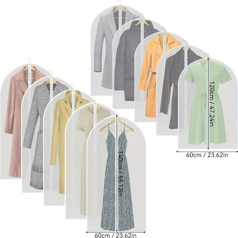 10 transparent clothing bags, set with suit dust bags, hanging clothing storage bags, suitable for shirts, suits, dresses, jackets, portable dust-proof clothing bags, bedrooms, wardrobes, wardrobes, homes, dormitories, and household storage bags