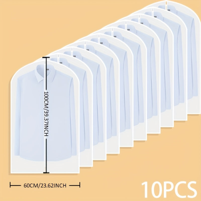 10pcs Set Of Clothes Dust Protection Cover for Wardrobe Storage Hanging Clothes Bag, Portable Clothes Storage Bag, Travel Home Use